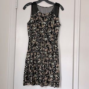 Sleeveless Abstract Print Sheer Top Mini Dress